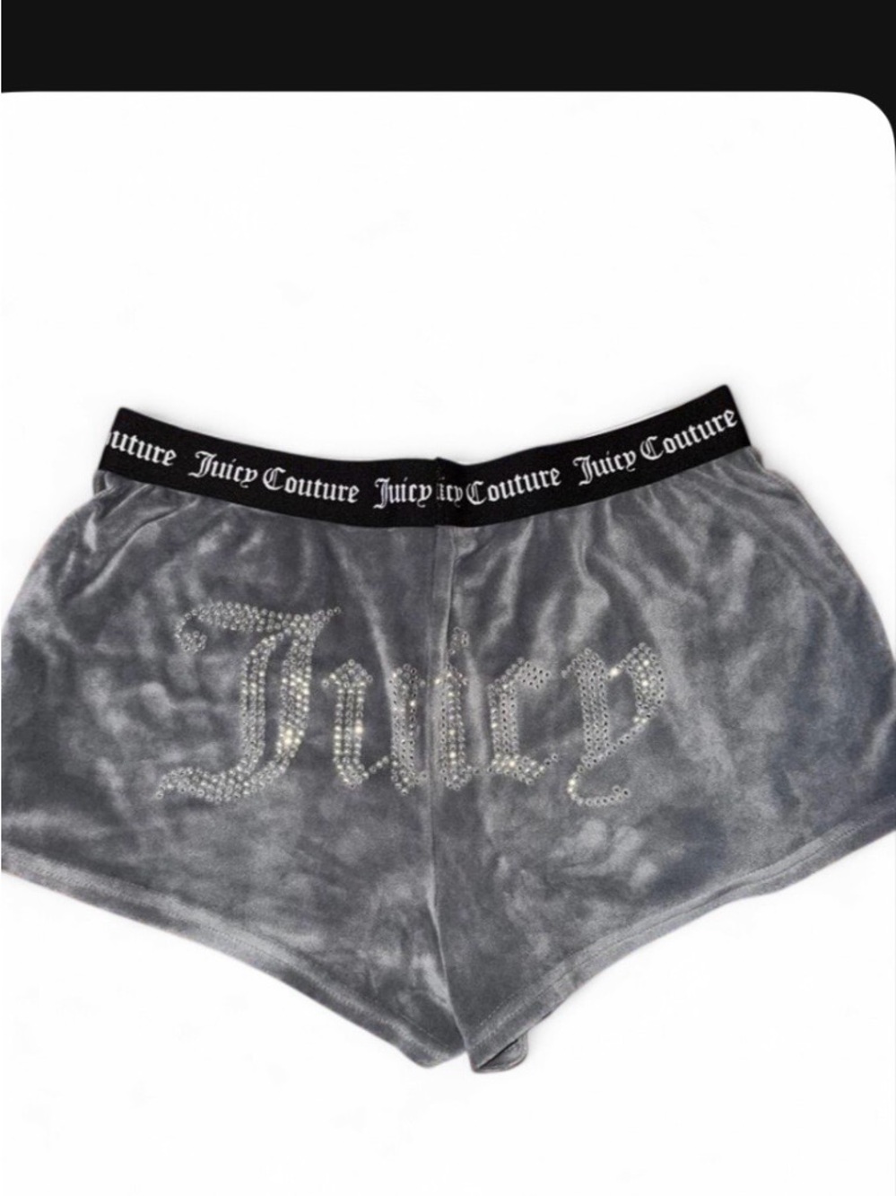 Juicy Couture Gray Velour Rhinestone Juicy Shorts Y2K